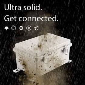 Gratury IP67 enclosure shown with wall bracket for secure outdoor mounting