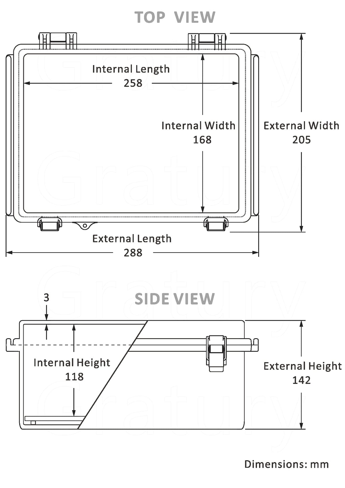 Gratury mounting panel inside the enclosure supports PCB installation