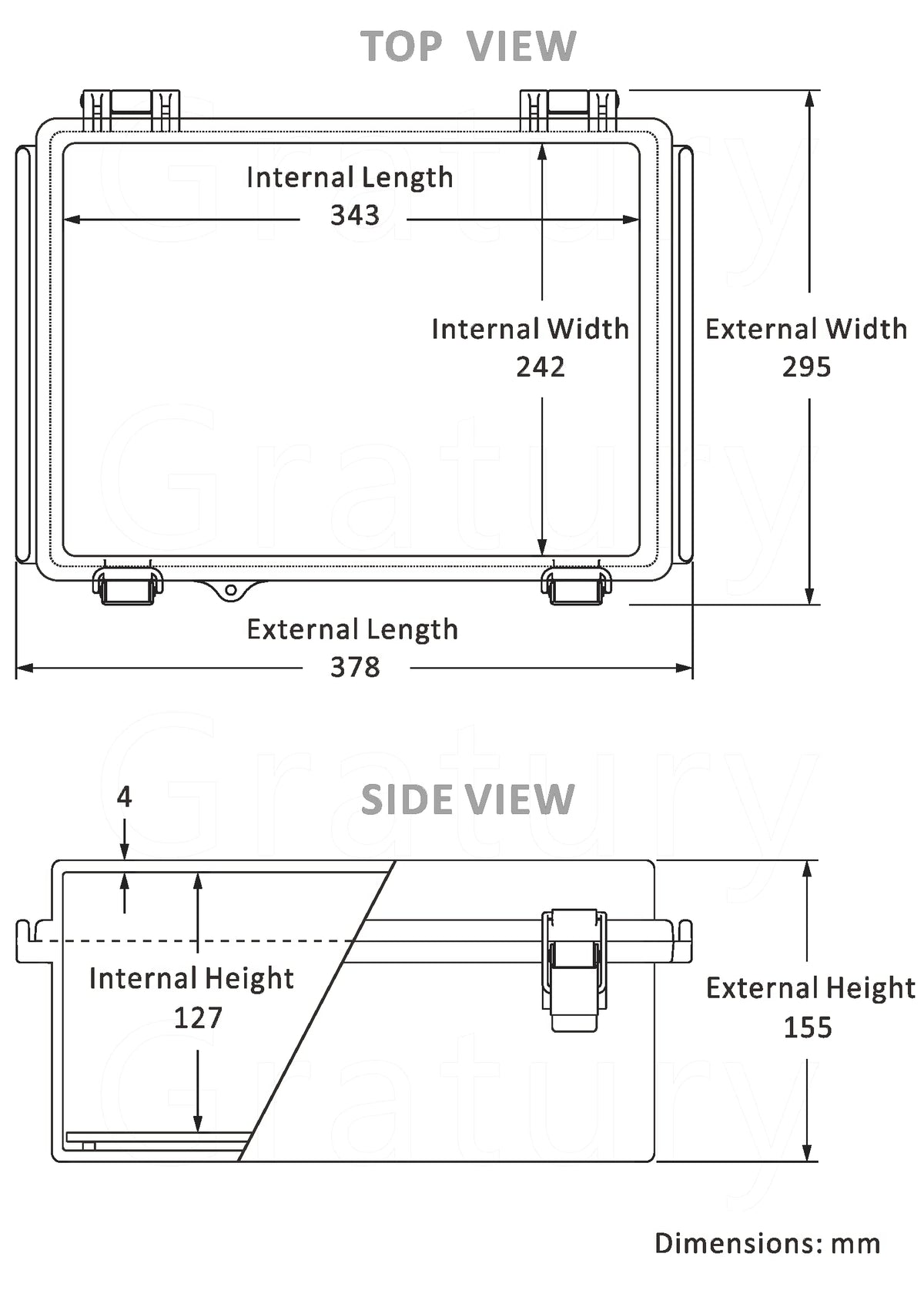 Gratury Junction Box mounting plate enables easy PCB or terminal installation.