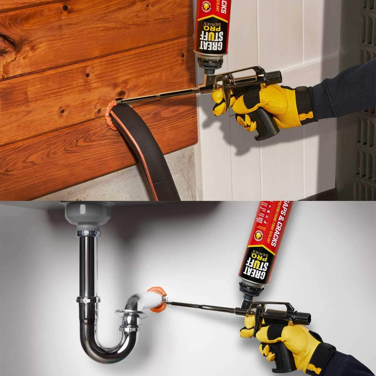 Great Stuff Pro ideal for basements and attics sealing around framing and pipes.