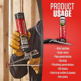 Great Stuff Pro closed-cell foam expands to insulate around pipes and vents.