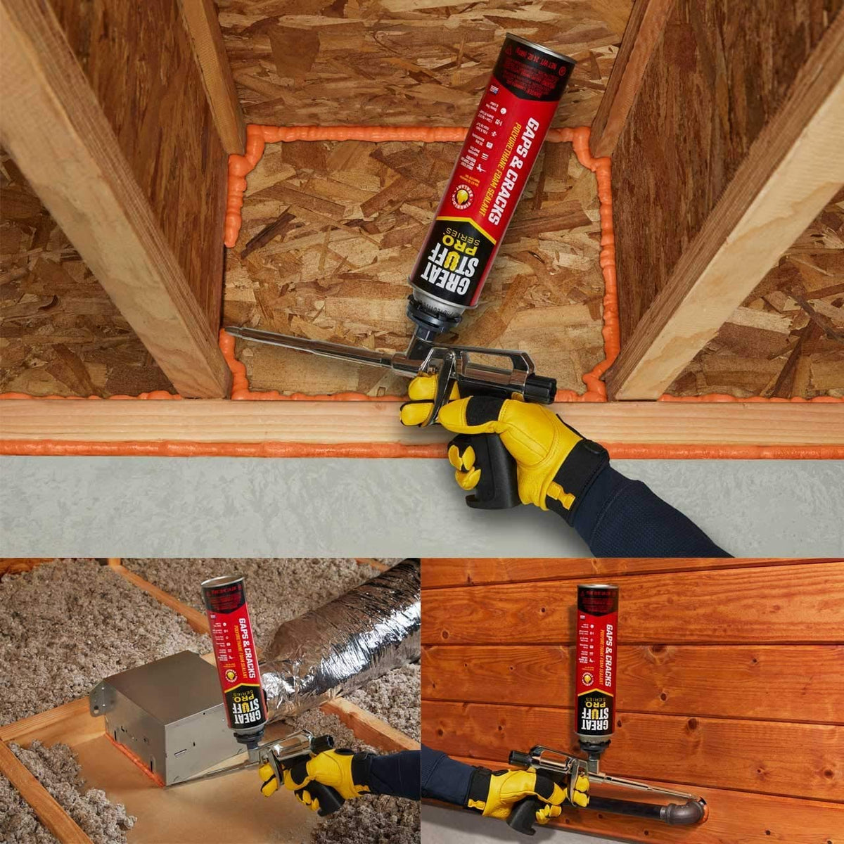 Great Stuff Pro fast-setting foam is trim-ready in about an hour.