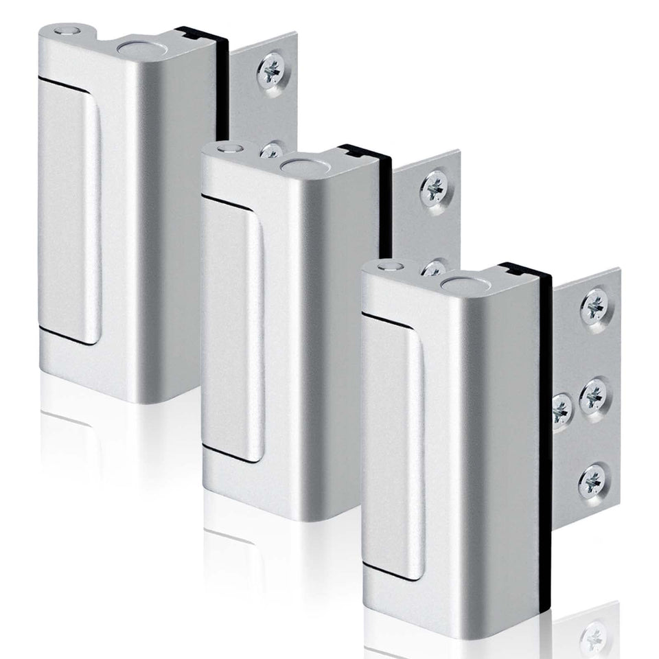 GreaTalent 3Pack door reinforcement lock in silver secures entry and deters tampering.