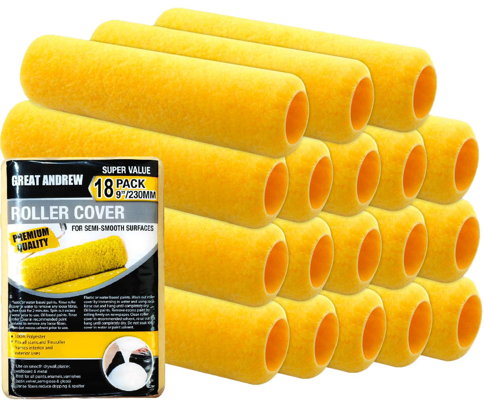 Greatandrew 18-piece roller covers for 9-inch frames deliver smooth wall coverage