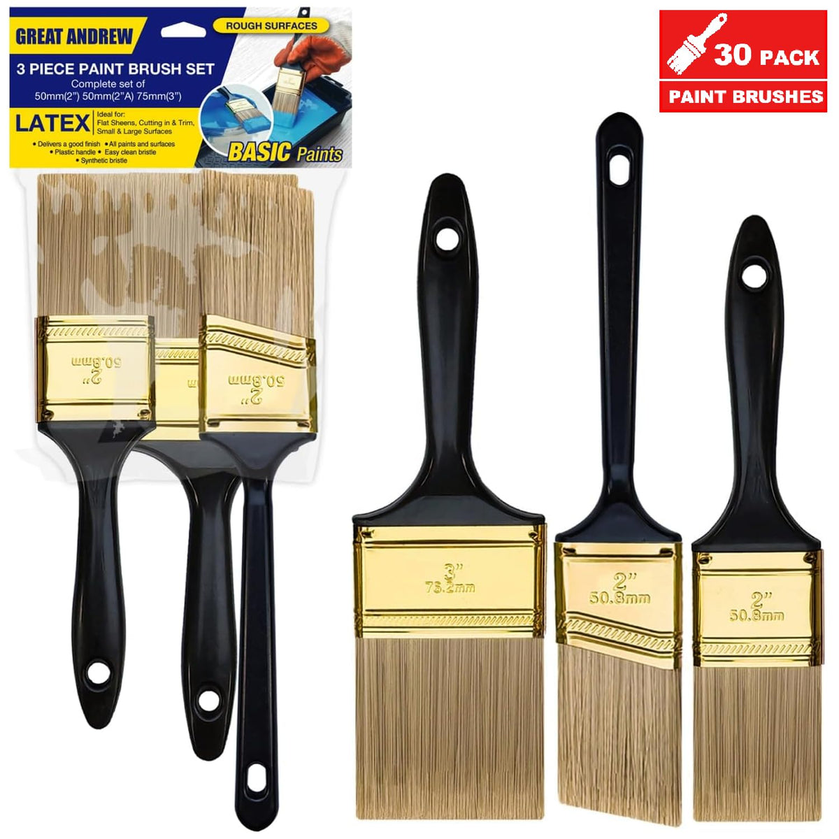 Greatandrew 2-inch angled brush enables precise cutting in around trim and corners.
