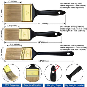 Greatandrew 2-inch flat brush ideal for trimming edges and quick broad strokes.