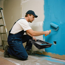 Greatandrew DIY paint setup keeps tools organized during tasks.