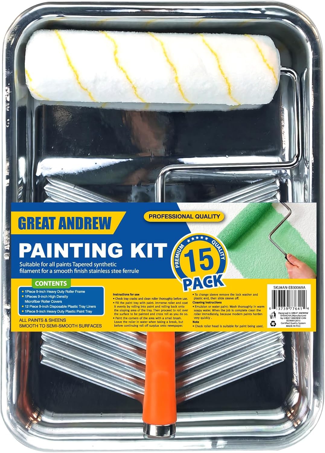 Greatandrew ergonomic roller frame fits standard poles for comfort