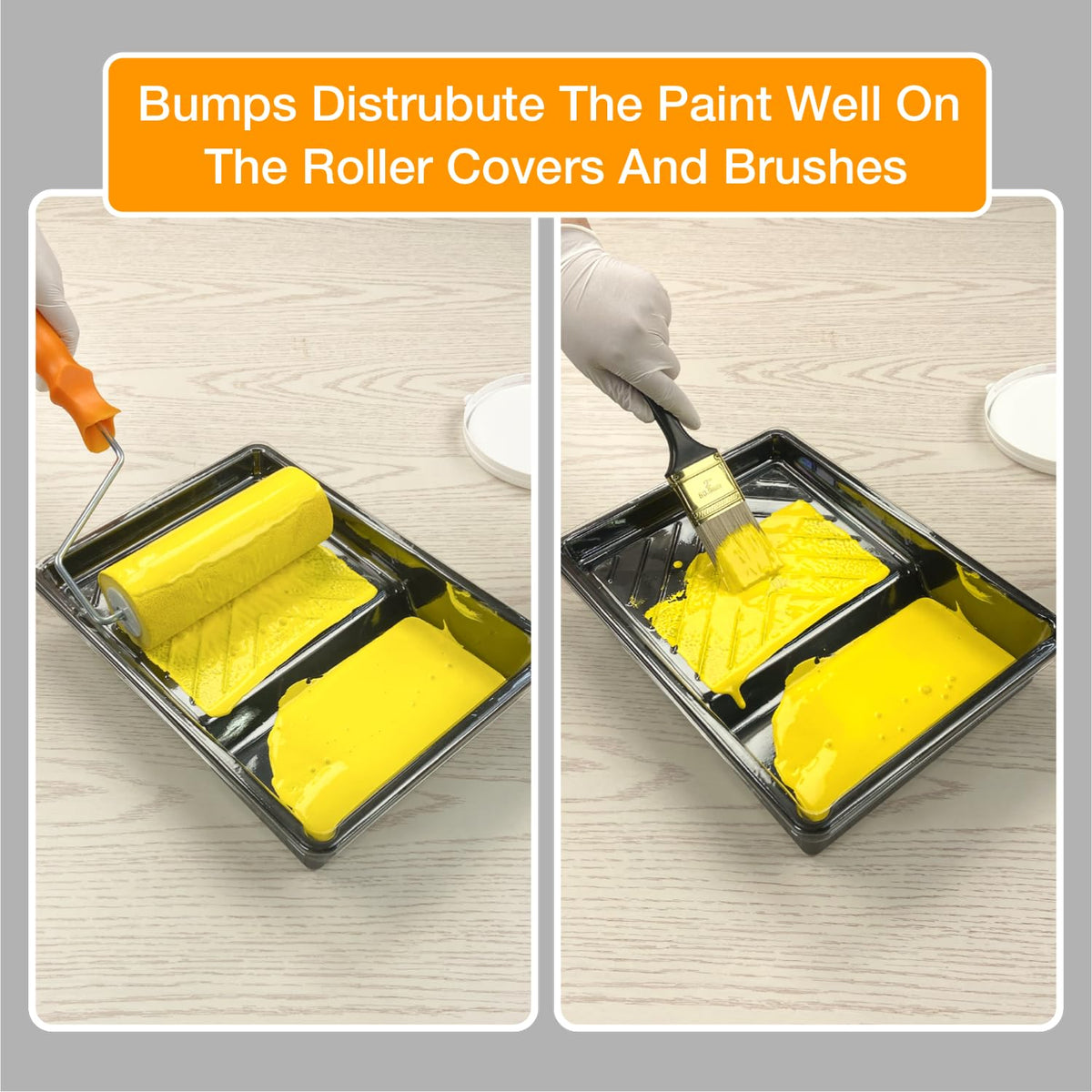 Greatandrew textured liner shown reducing drips by filtering excess paint