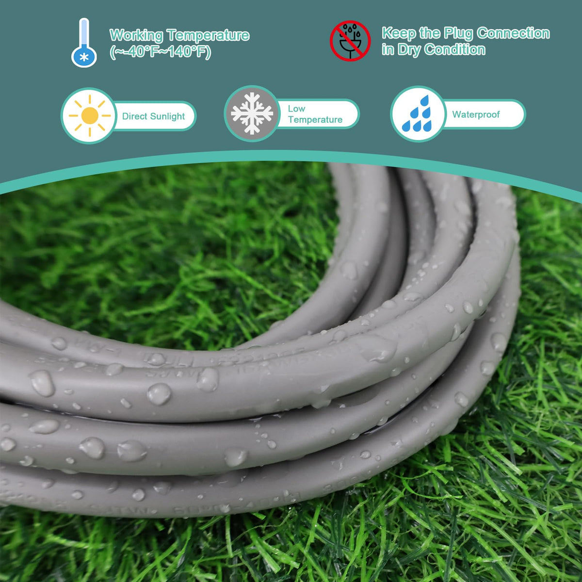 GREATIDE flexible outdoor cord stays pliable from -40F to 140F