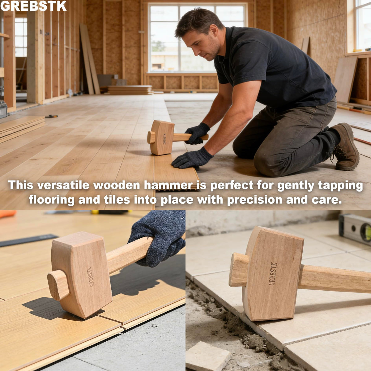 GREBSTK Beech Wood Mallet with durable polished surface