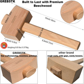 GREBSTK Beech Wood Mallet head close-up with polished finish