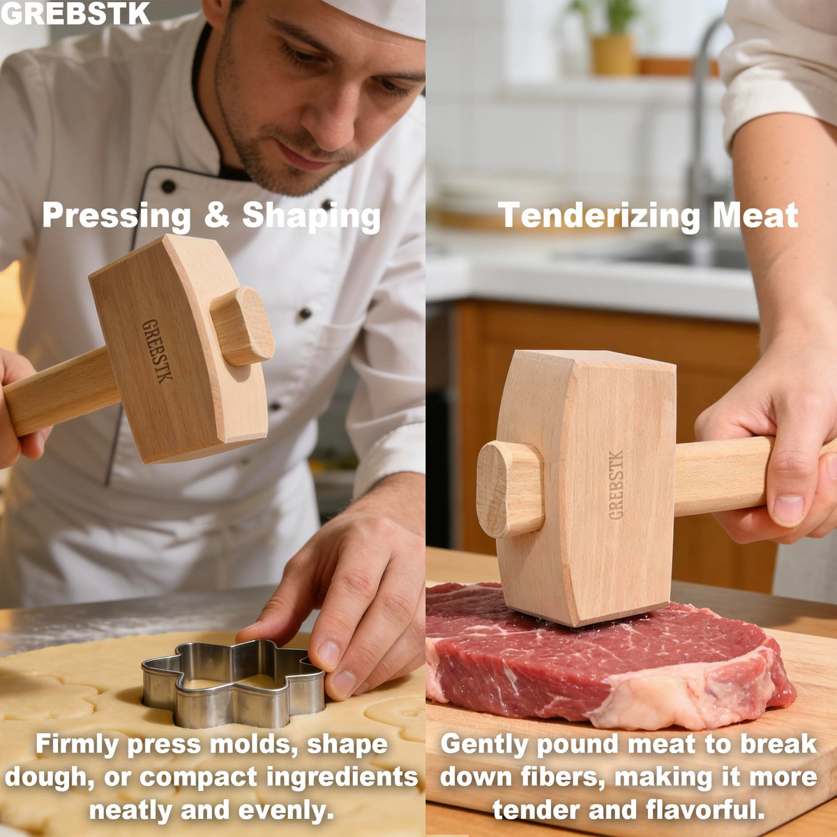GREBSTK Beech Wood Mallet offers balanced weight for accurate hits