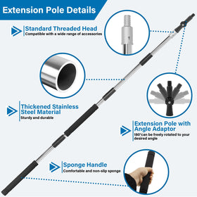 Greeily extension pole with angle adapter rotated 180 degrees for awkward angles