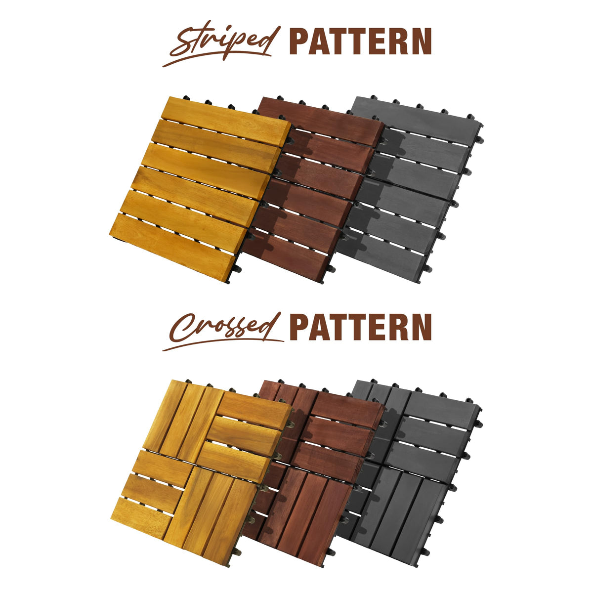 GREEN ALLUVIUM premium acacia wood supports outdoor furniture and foot traffic.