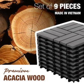 Green Alluvium acacia wood slats showcase natural grain and warm outdoor aesthetics.