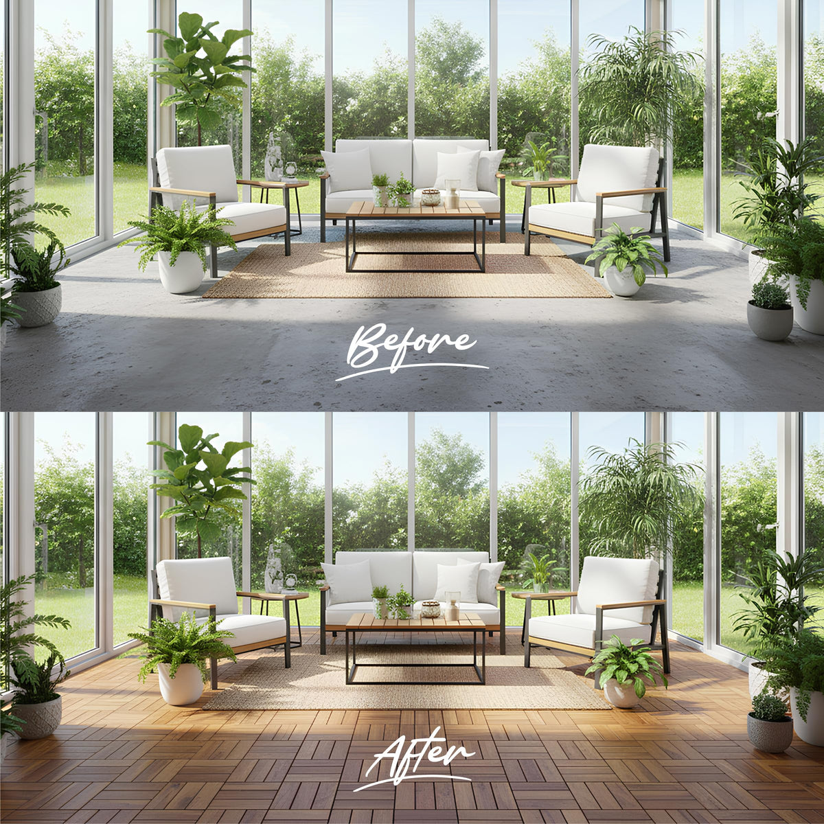 GREEN ALLUVIUM crossed pattern adds visual interest to outdoor spaces.