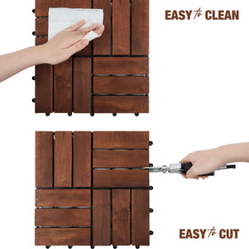 Green Alluvium deck tile crossed pattern dark brown enhances outdoor aesthetics.
