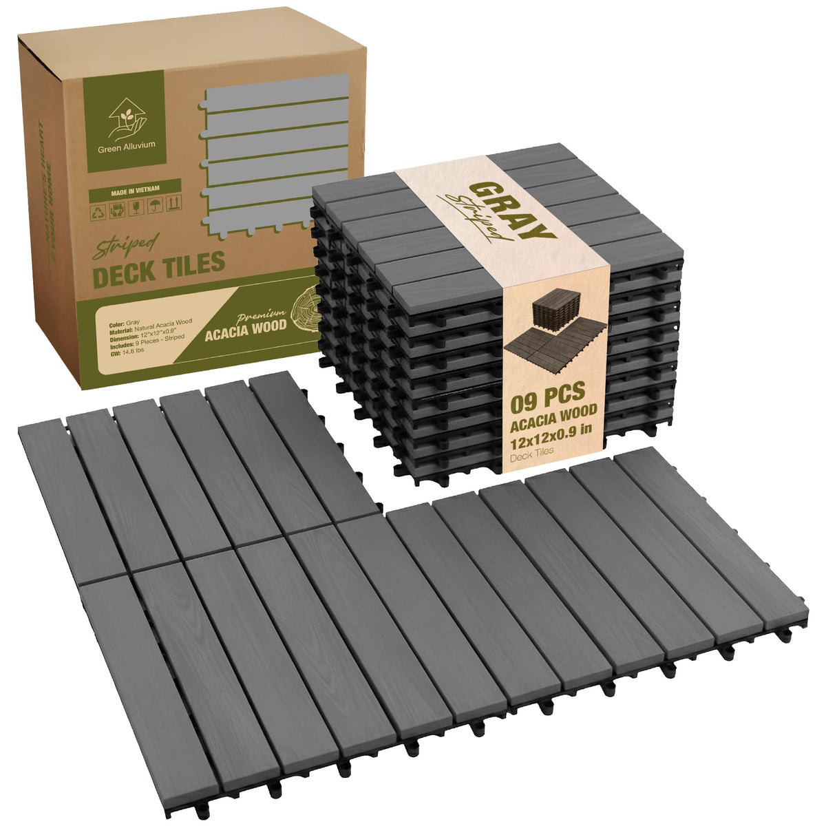 GREEN ALLUVIUM deck tile top view for outdoor spaces