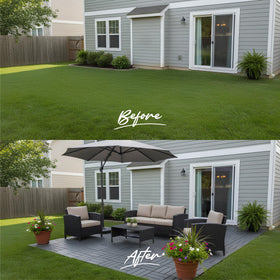 Green Alluvium all-weather deck tiles thrive in patios and outdoor showers.