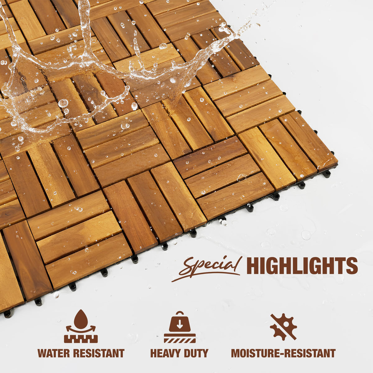 GREEN ALLUVIUM weather-ready decking for all-season outdoor use.