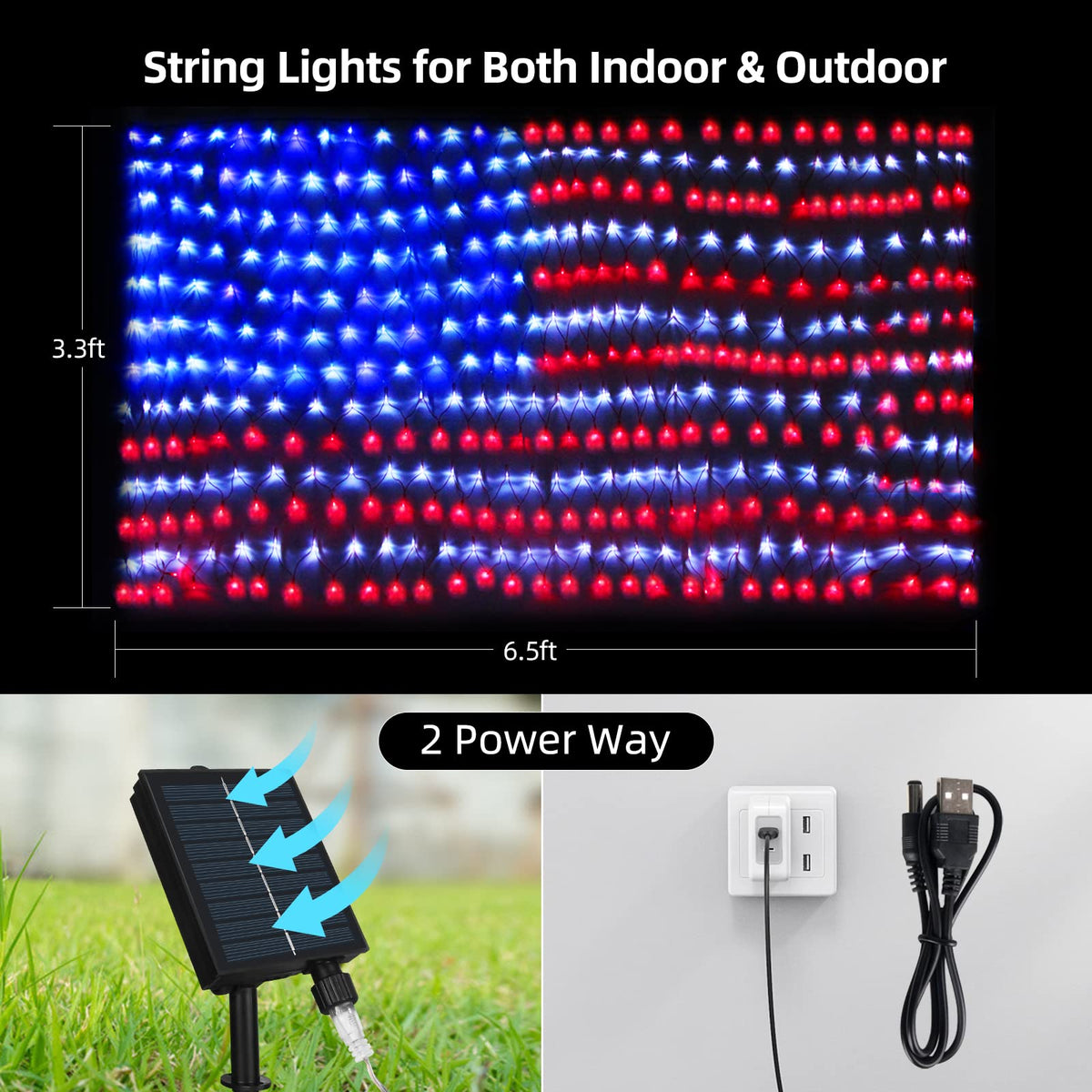 Green Convenience flag lights with remote control for easy mode changes