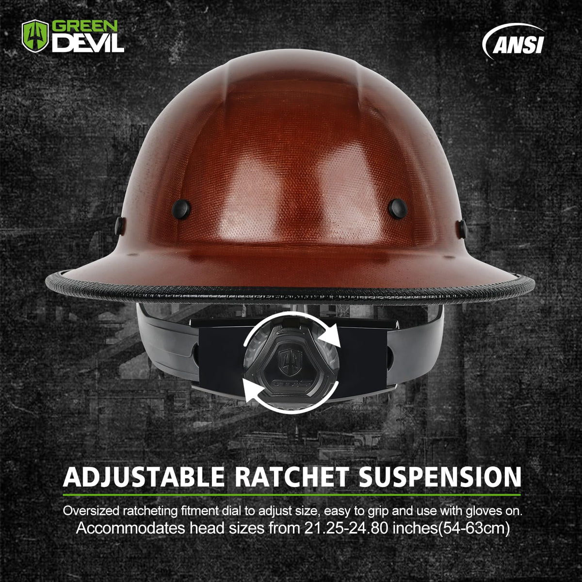 GREEN DEVIL oversized ratcheting dial enables glove-friendly size adjustments