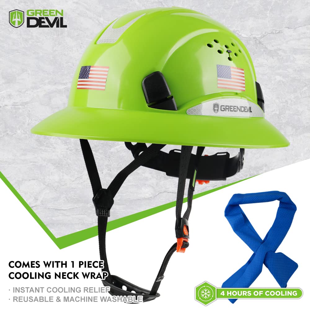 Green Devil 6-point adjustable suspension for a customized, secure fit on work sites