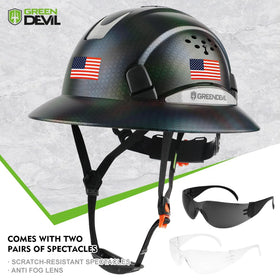 GREEN DEVIL 6-point suspension provides adjustable comfort and secure fit for various heads.