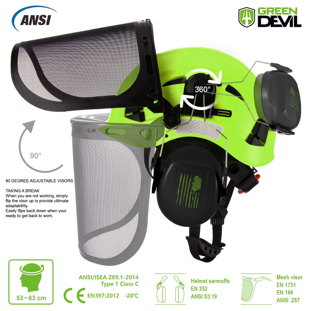 GREEN DEVIL forestry helmet ear muffs – 25 dB NRR for quieter operation.