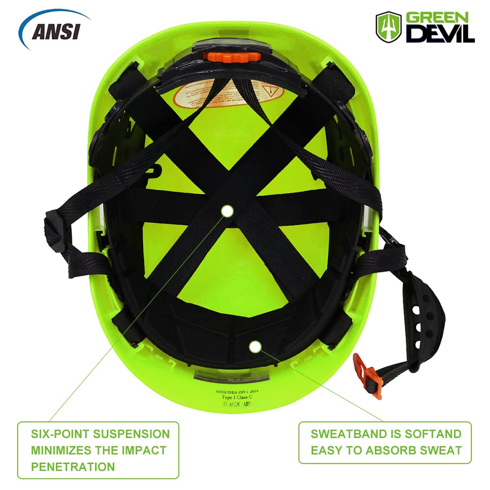 GREEN DEVIL forestry helmet hi-viz – orange design boosts visibility in low light.