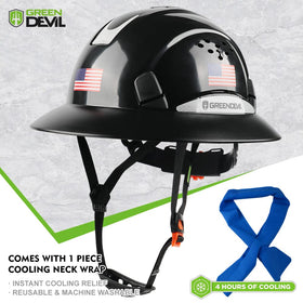 Green Devil full-brim hard hat with side ventilation on site