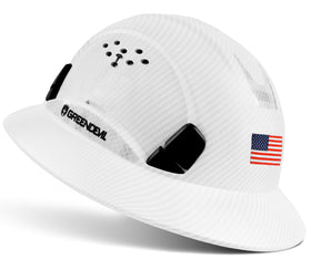 Green Devil full-brim vented hard hat for cooling comfort on site