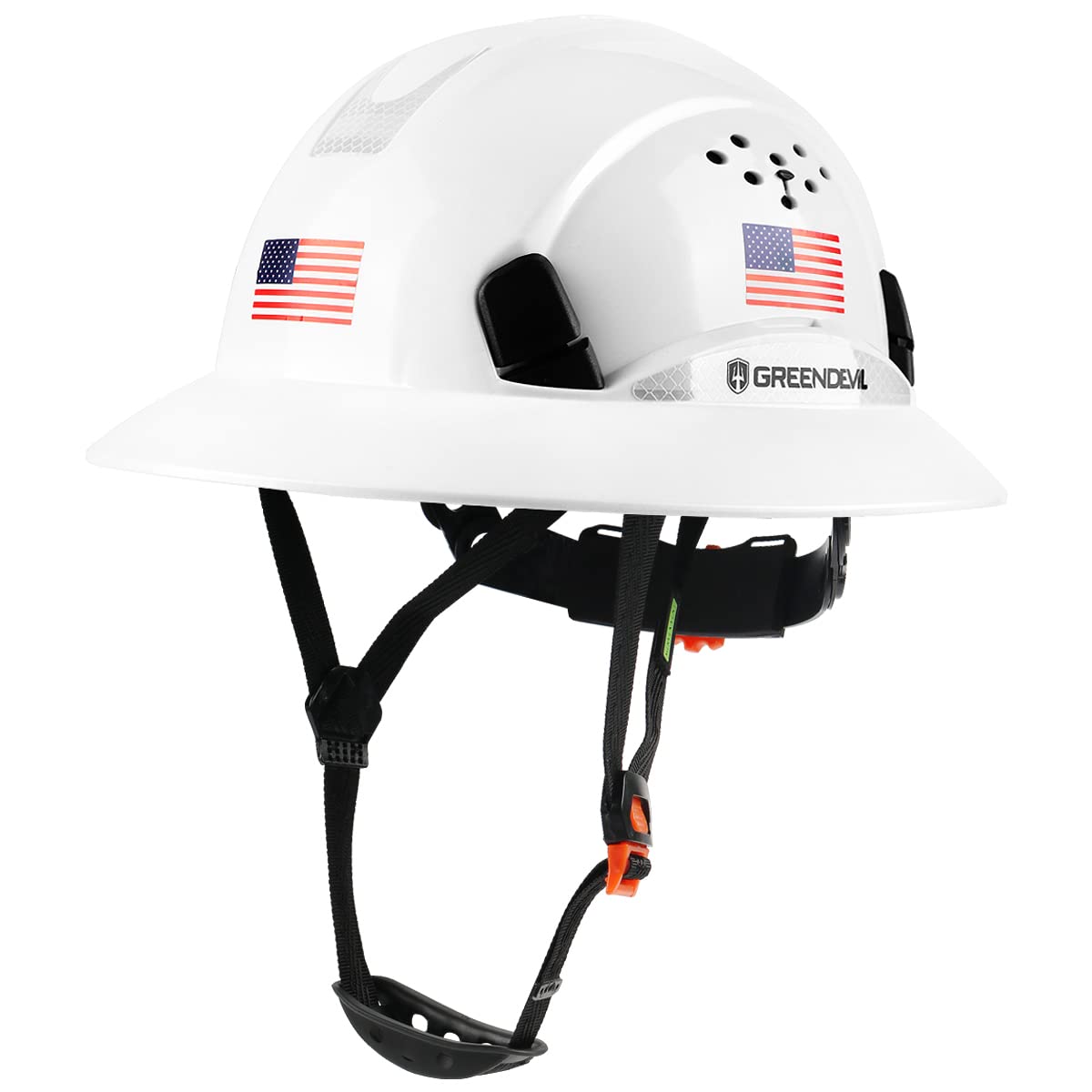 GREEN DEVIL full brim hard hat with vented design for cool comfort