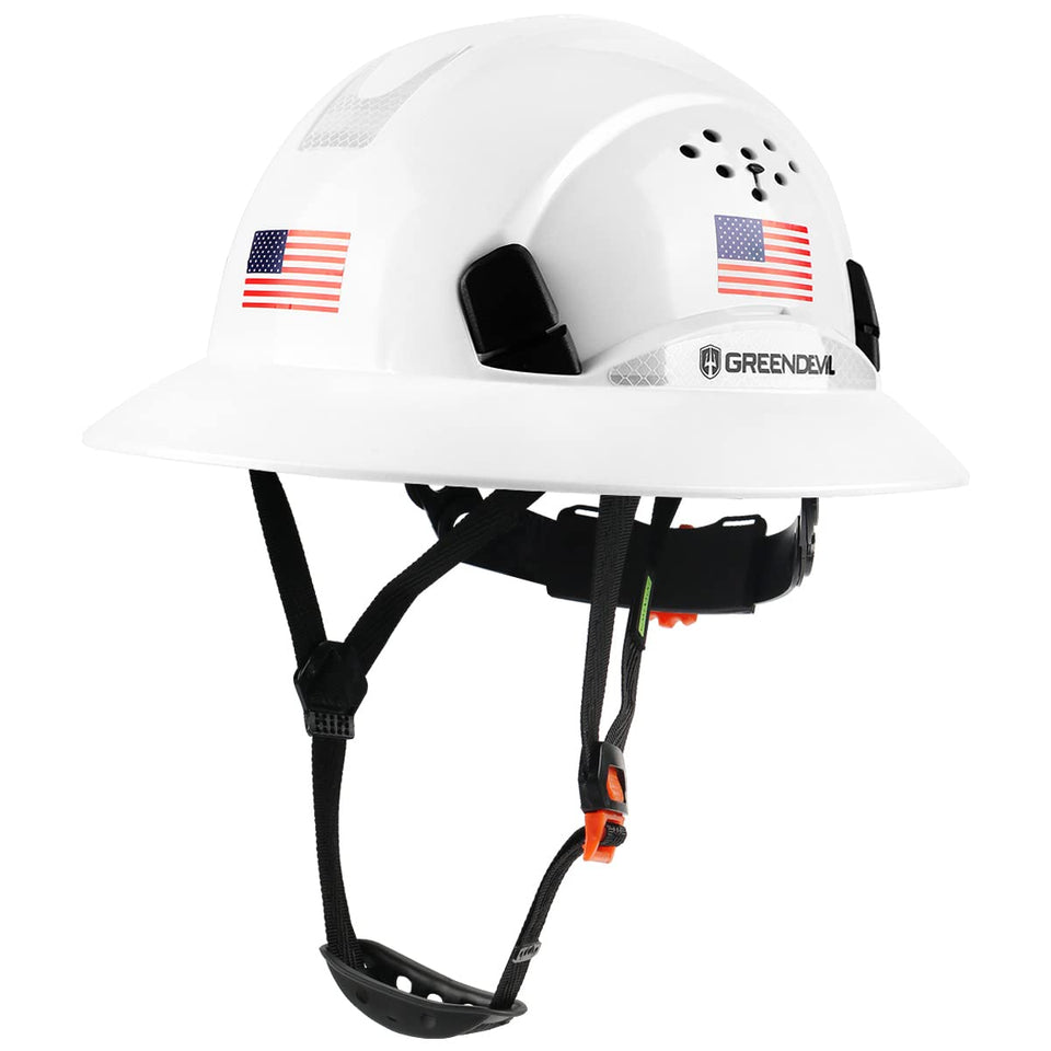 GREEN DEVIL full brim hard hat with vented design for cool comfort
