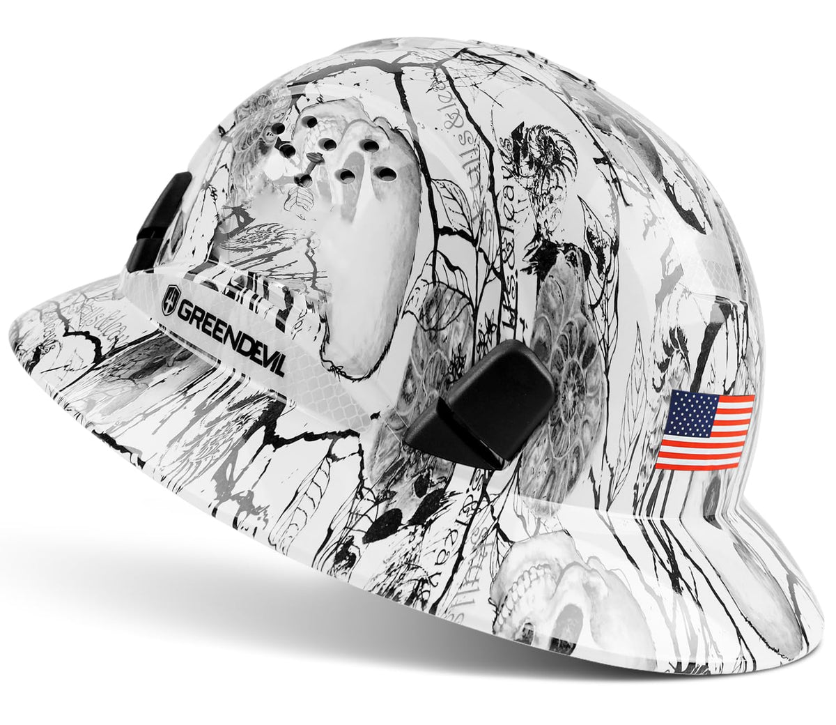 GREEN DEVIL full-brim hard hat with vented top for all-day cooling on site.