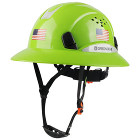 Green Devil full brim hard hat with vented design for all-day comfort on job sites
