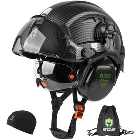 GREEN DEVIL hard hat with visor and ear muffs for enhanced on-site protection
