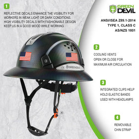 GREEN DEVIL hi-visibility stripes boost site visibility in low light for added safety.