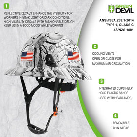 GREEN DEVIL hydrographic transfer pattern adds distinctive style without compromising safety.