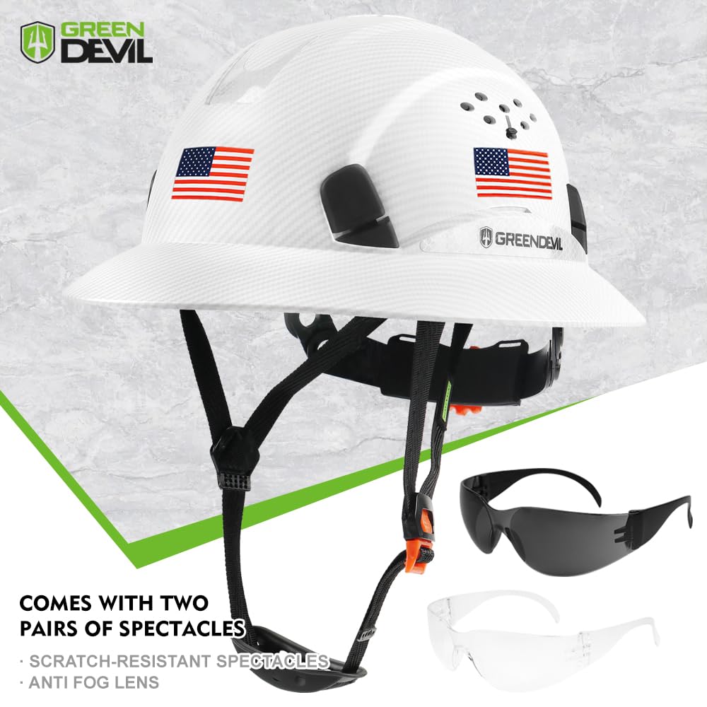 Green Devil lightweight HDPE shell helmet designed for long-wear comfort