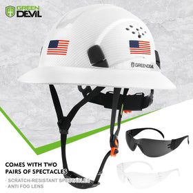 Green Devil lightweight HDPE shell helmet designed for long-wear comfort