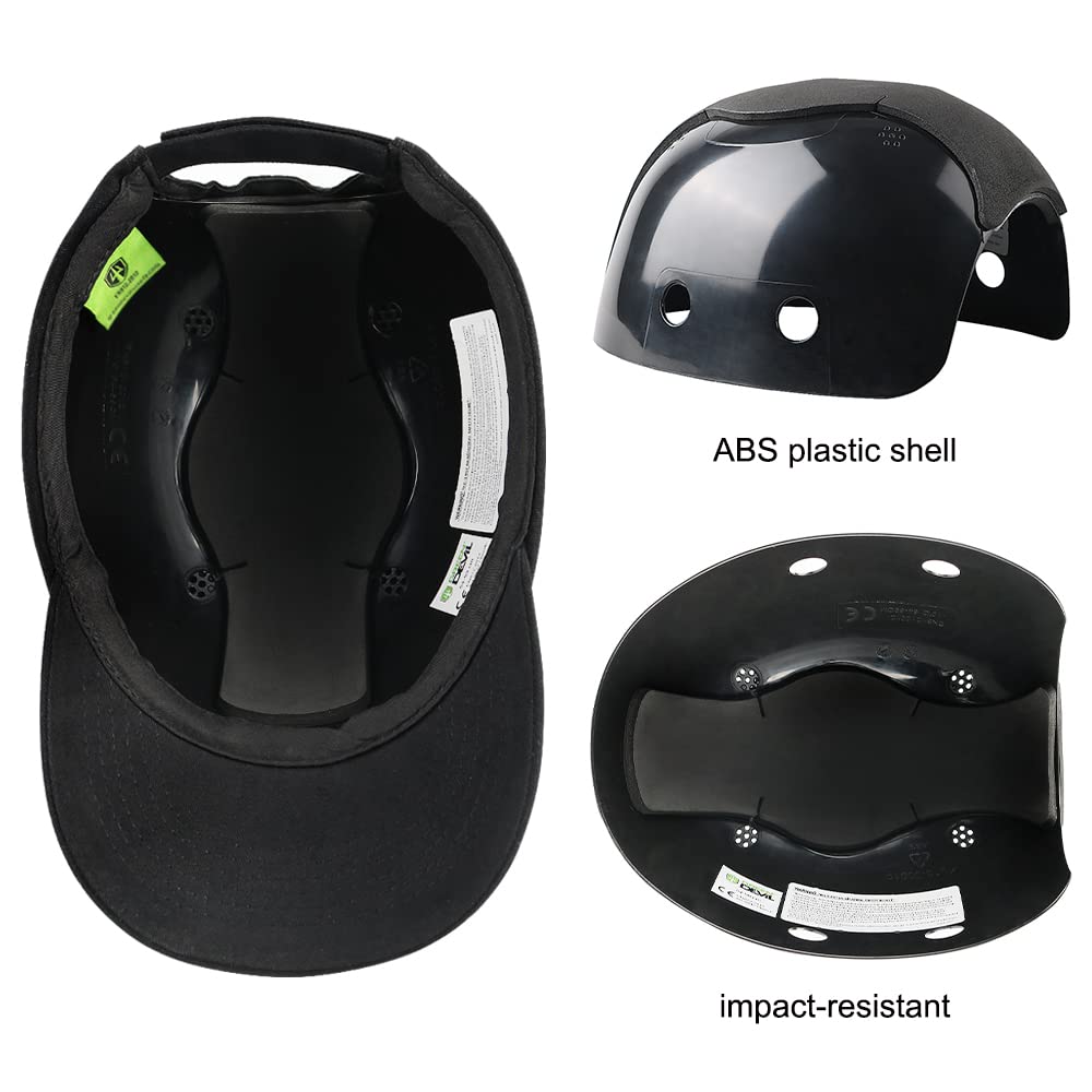 Green Devil bump cap side view shows adjustable strap for secure fit.