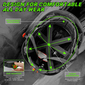 Green Devil hard hat 6-point suspension for comfortable all-day wear