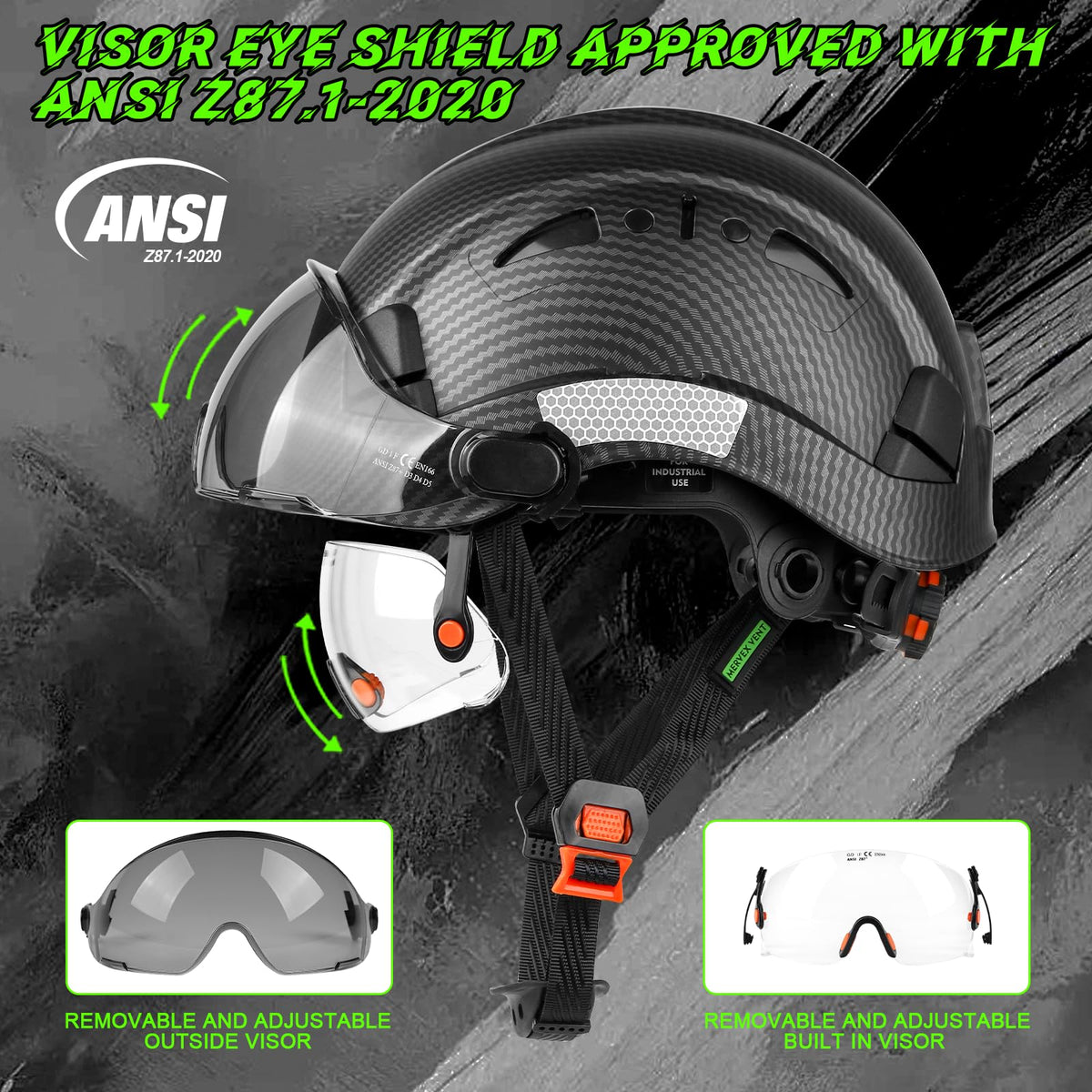 Green Devil safety hard hat adjustable chinstrap ensures secure fit during work