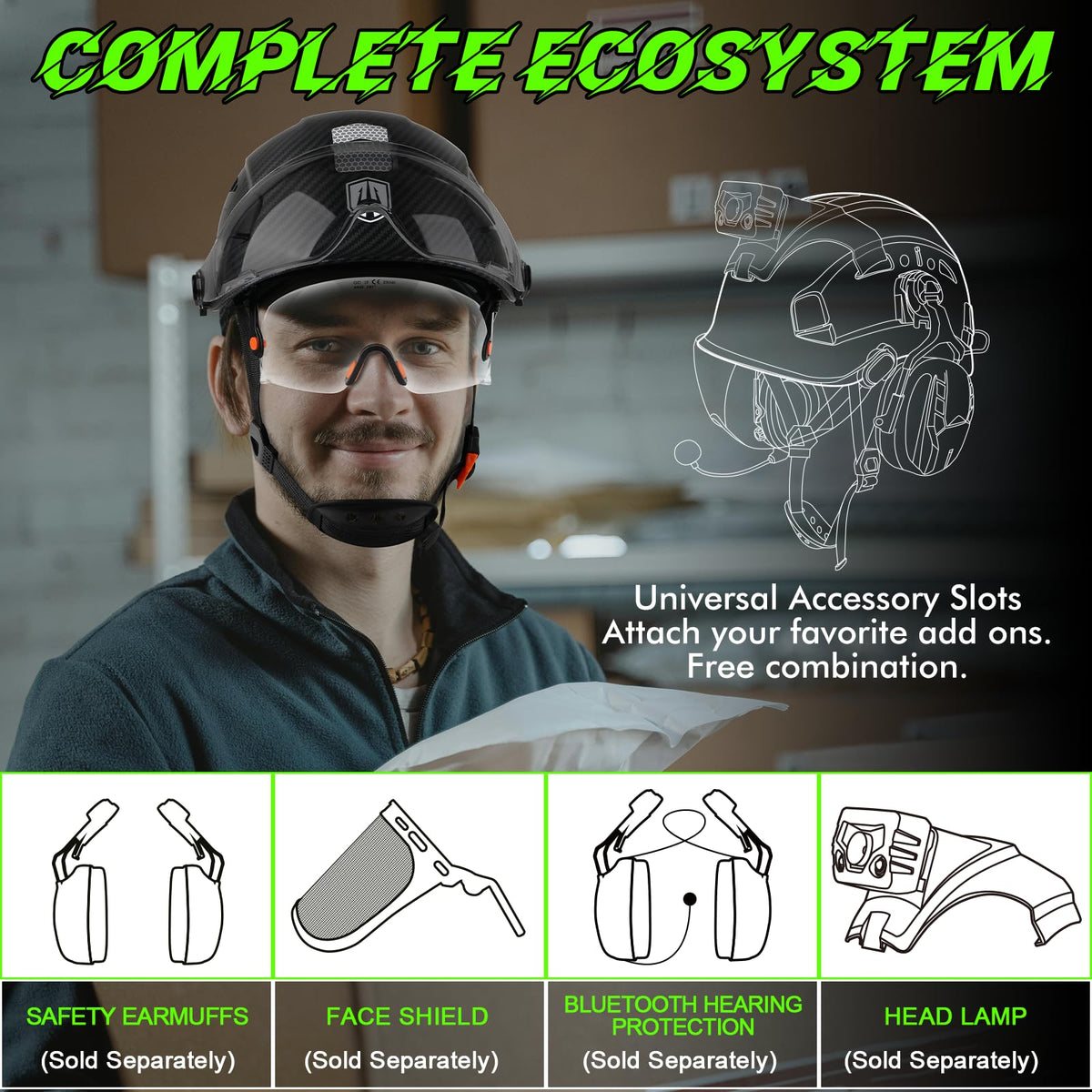 Green Devil hard hat ventilation slots provide cooling in hot conditions