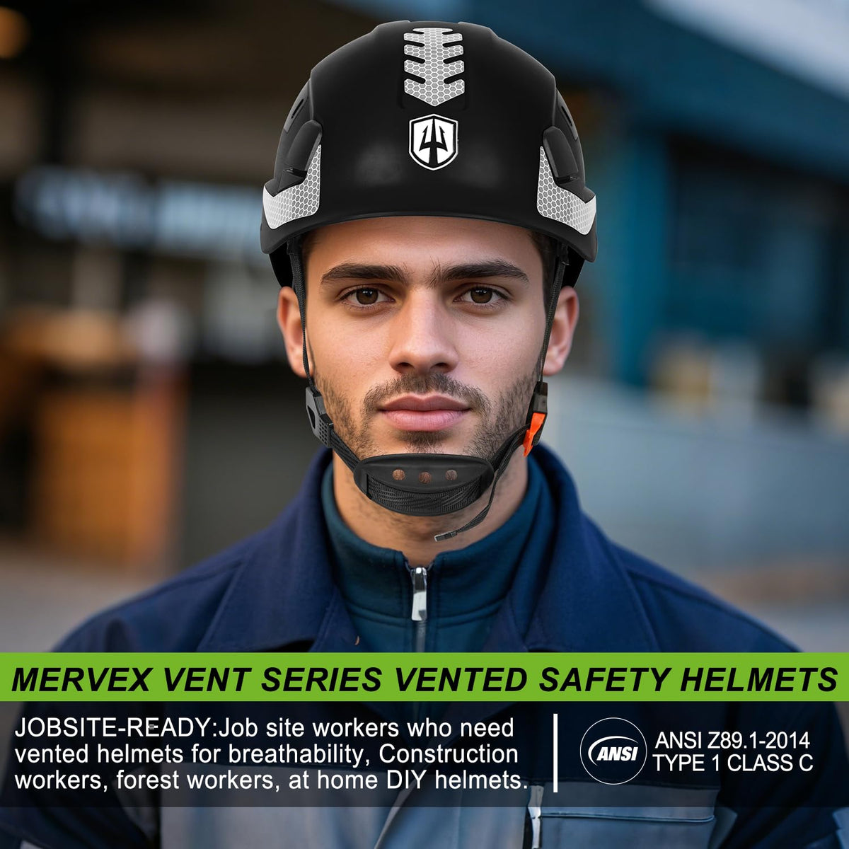 GREEN DEVIL safety helmet accessory slots for add-on protection and tools.