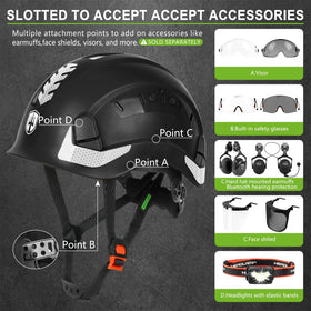 GREEN DEVIL safety helmet hi-visibility markings improve visibility in low light.