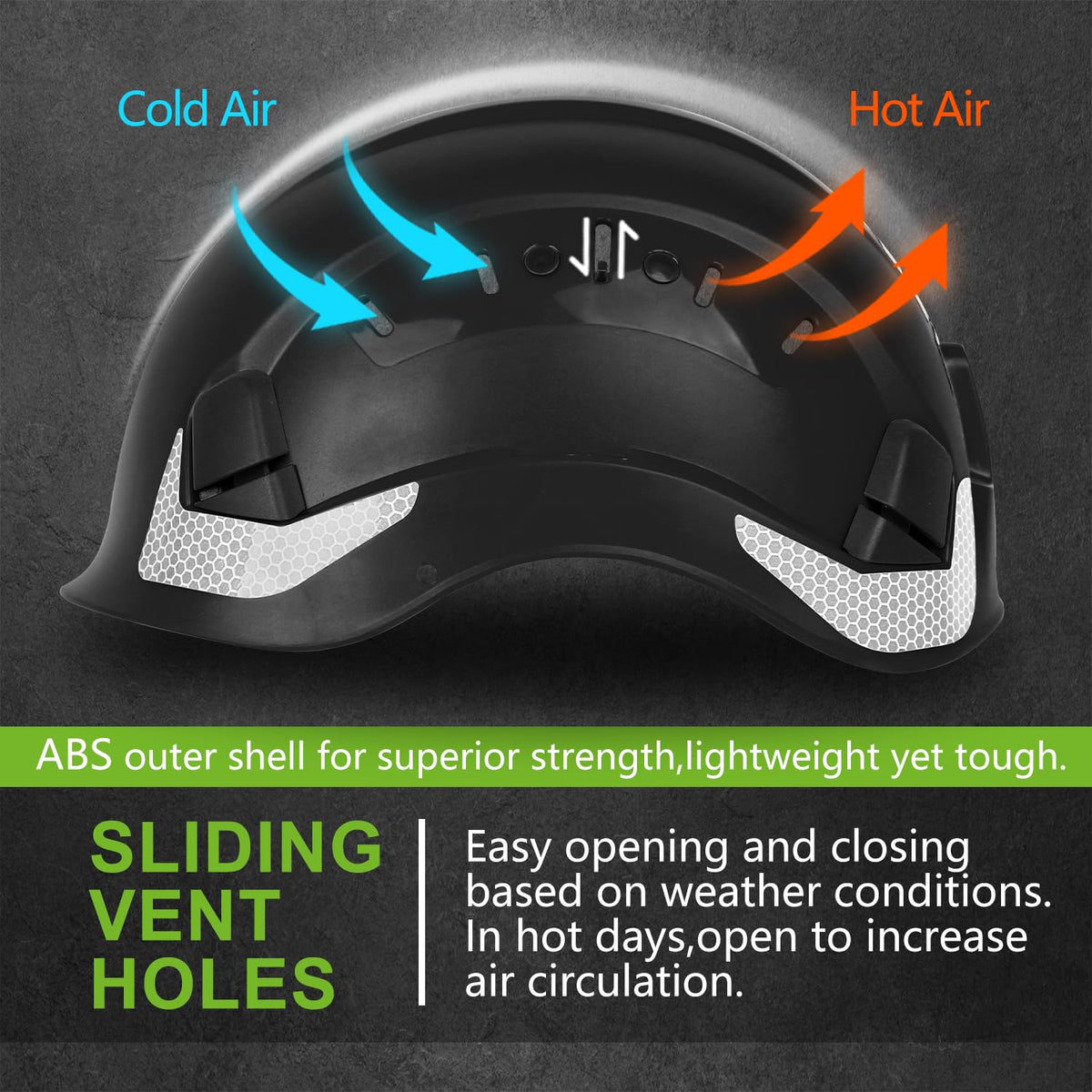 GREEN DEVIL safety helmet side view highlighting vented design for cooling.