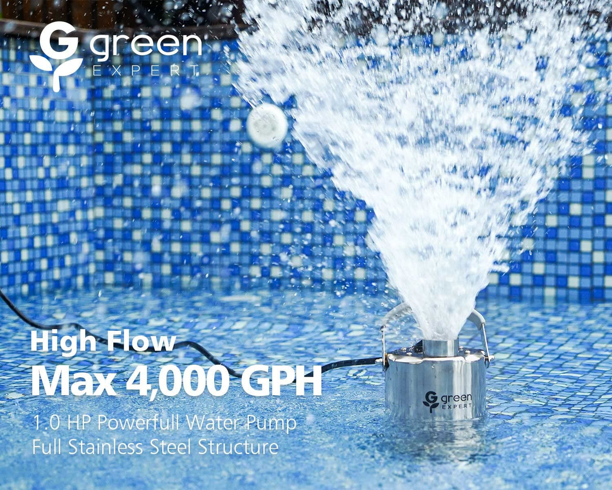 Green Expert 4000GPH high-flow pump for fast water removal tasks.